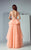3164 Illusion Applique Ruffled Gown