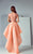 3166 Cap Sleeve Illusion High Low Gown