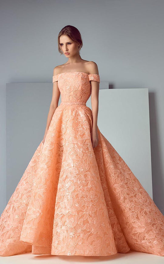 3167 Embroidered Off-Shoulder Ballgown