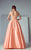 3168 Cap Sleeve Appliqued Ballgown