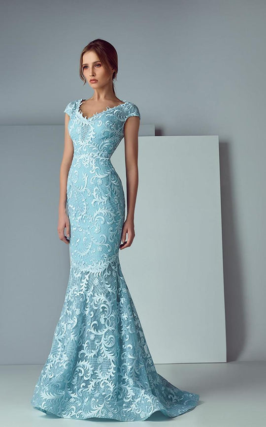 3170 Scroll Embroidered Mermaid Gown