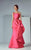 3185 Ruffled Drape Trumpet Gown