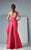 3185 Ruffled Drape Trumpet Gown