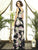 Dessy Collection - 2894 Lux Chiffon Sleeveless V-neck Dress In Black and Floral