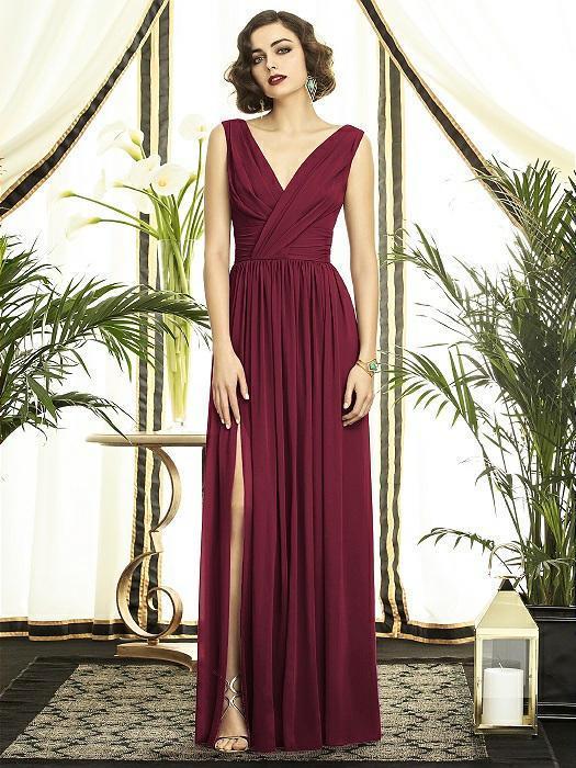 Dessy Collections - Ruched Sleeveless Crepe Dress 2894 in Red