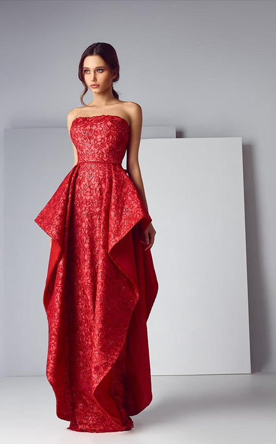 3190 Strapless Ruffled Column Gown