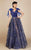MNM Couture - 2319 Ribbon Accented Embroidered Gown in Blue