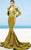 MNM Couture - 2348 Embroidered Mermaid Dress with Bolero in Green and Gold