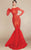 MNM Couture - Embroidered Long Sleeve Mermaid Gown 2257AW in Red