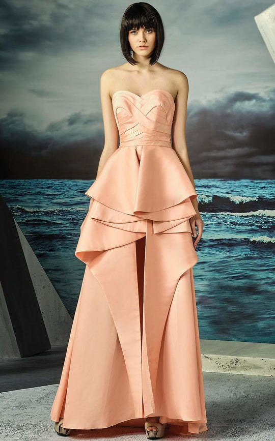 MNM Couture - Layered Strapless Evening Gown G0791 in Pink
