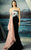 MNM Couture - Pleated Straight Across Mermaid Dress G0792 in Black