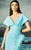 MNM Couture - Embroidered V-Neck Sheath Gown G0796 in Blue