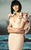 MNM Couture - Rosette Accented V-Neck Mermaid Gown G0808 in Pink