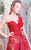 MNM Couture - Asymmetric Neck A-Line Dress K3450 in Red