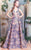 MNM Couture - Embroidered Deep V-Neck A-Line Dress K3489 in Purple