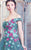 MNM Couture - Off-Shoulder Floral High-Low Gown K3493 in Blue
