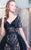MNM Couture - Short Sleeve V-Neck Embroidered Gown K3521 in Black