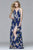 Faviana - 7946 Chiffon v-neck dress with full skirt and lace-up back In Navy