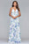 Faviana - 7946 Chiffon v-neck dress with full skirt and lace-up back In Purple