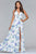 Faviana - 7946 Chiffon v-neck dress with full skirt and lace-up back In Purple