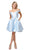 Poly USA - 7948 Off-Shoulder Embellished A-Line Cocktail Dress In Blue