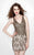 Primavera Couture - 1911 Beaded V-Neck Cocktail Dress In Neutral and Brown
