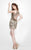 Primavera Couture - 1911 Beaded V-Neck Cocktail Dress In Neutral and Brown