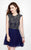 Primavera Couture - 1946 Cap Sleeve Beaded Cocktail Dress In Blue