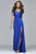Faviana Long stretch faille satin with side cutouts 7954 In Blue
