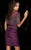 Scala - 25422 Short Sleeve Illusion Popover Sequined Dress In Purple
