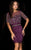 Scala - 25422 Short Sleeve Illusion Popover Sequined Dress In Purple