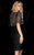 Scala - 25422 Short Sleeve Illusion Popover Sequined Dress In Black and Gray