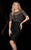 Scala - 25422 Short Sleeve Illusion Popover Sequined Dress In Black and Gray