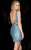 Scala - 48737 Sequined Deep V-Neck Sheath Dress in Blue