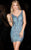 Scala - 48737 Sequined Deep V-Neck Sheath Dress in Blue