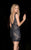 Scala - 48737 Sequined Deep V-Neck Sheath Dress in Gray