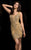 Scala - 48737 Sequined Deep V-Neck Sheath Dress in Gold