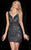 Scala - 48737 Sequined Deep V-Neck Sheath Dress in Gray