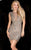 Scala - 48738 Plunging Illusion Sequins Adorned Cocktail Dress In Neutral Silver and Gold