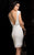 Scala - 48738 Plunging Illusion Sequins Adorned Cocktail Dress In White and Silver
