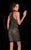 Scala - 48740 Bejeweled High Halter Neck Sheath Dress in Black and Neutral