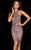 Scala - 48740 Bejeweled High Halter Neck Sheath Dress in Purple