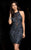 Scala - 48741 Diamond Sequined Halter Short Dress In Blue