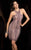 Scala - 48751 Geometric Beaded Halter Short Dress in Purple