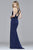 7956 Faile satin v-neck evening dress with beaded strap