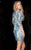 Scala - 48760 Beaded Fitted Cocktail Dress In Blue and White