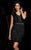 Scala - 48763 Shimmering Sequined Fitted Short Dress In Black and Gray