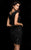 Scala - 48763 Shimmering Sequined Fitted Short Dress In Black and Gray