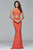 7957 Long jersey halter dress with zipper detail
