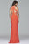 7957 Long jersey halter dress with zipper detail
